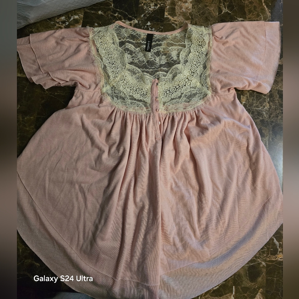 Pink Ruffled Cap Sleeve Blouse